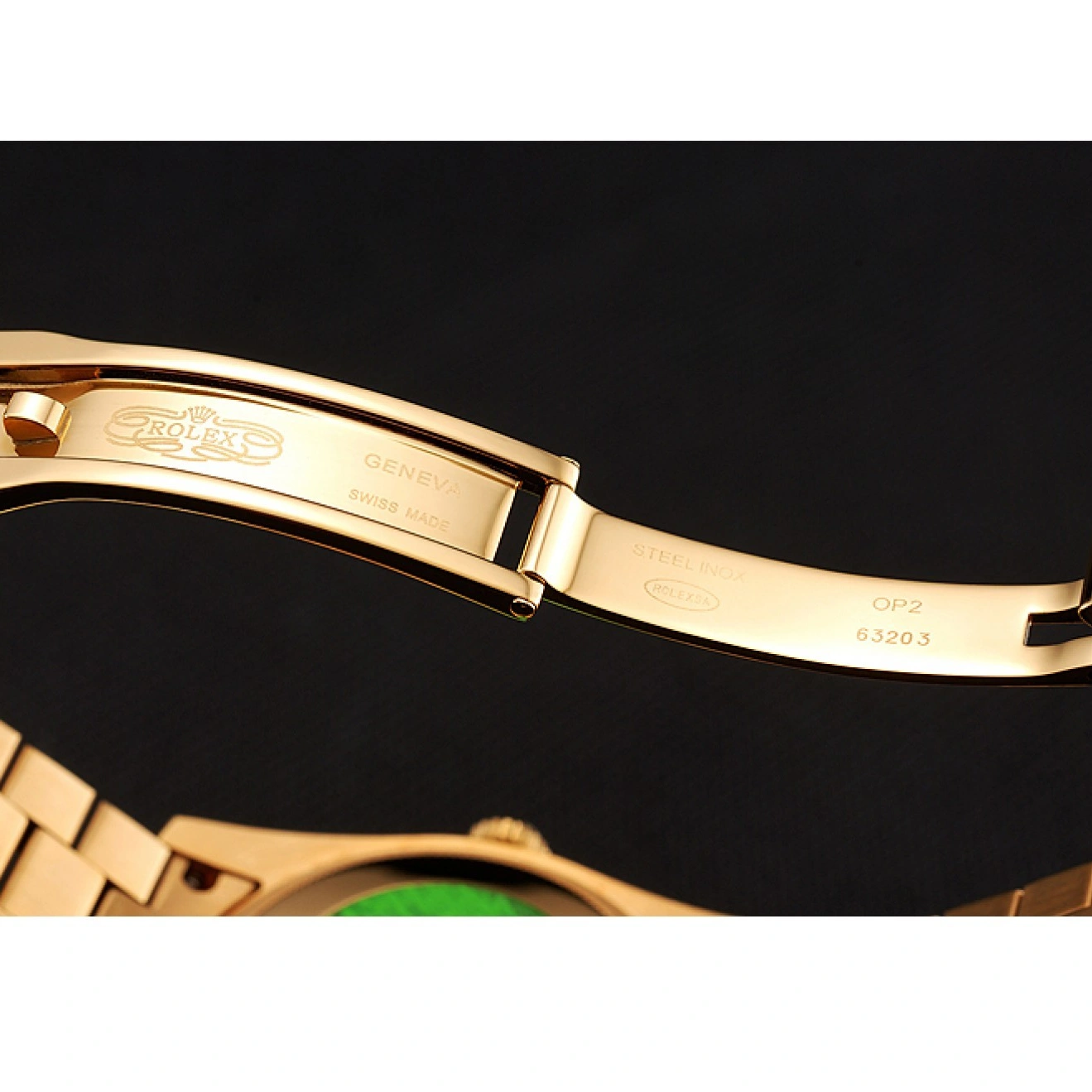 MiroTime 1015 Swiss Rolex Day-Date Red Diamond Pave Dial Gold Diamond Bracelet 1453960